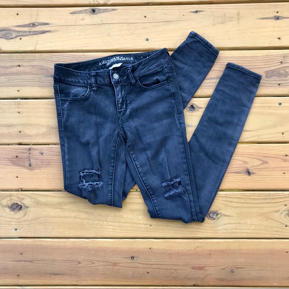 AE Distressed Black Jeans